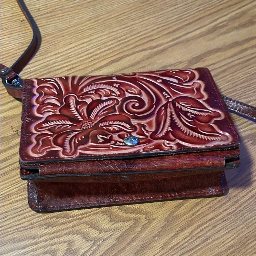 Patricia Nash Red Embossed Crossbody Bag